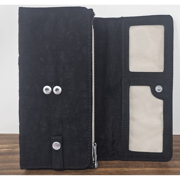 Kipling Teddi Wallet Black Organizer Snap Credit Card Trifold Continental 7.5x4" - Picture 3 of 16